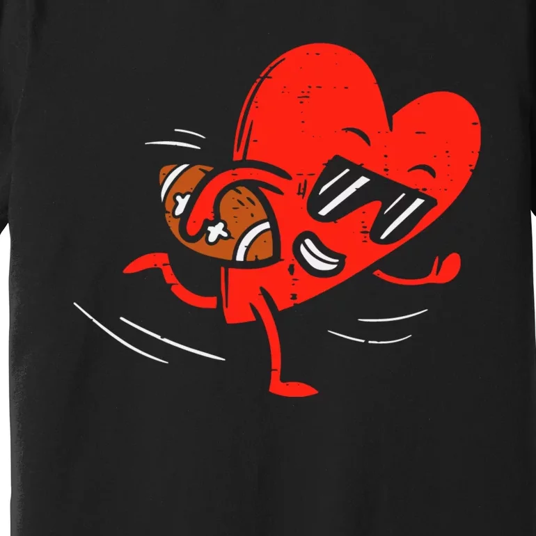 Heart Playing Football Valentines Distressed Premium T-Shirt