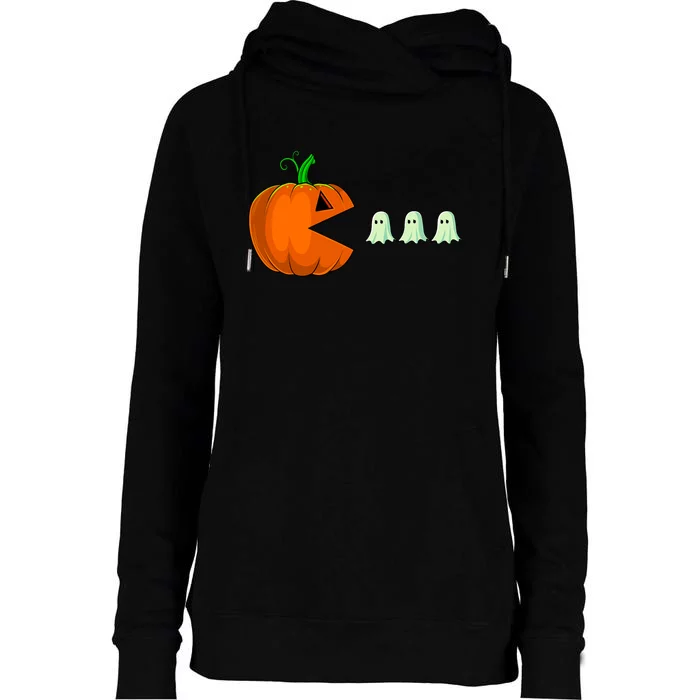 Halloween Pumpkin Funny Ghosts Womens Funnel Neck Pullover Hood