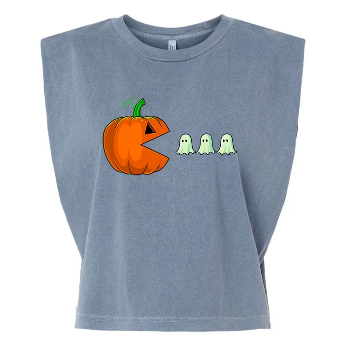 Halloween Pumpkin Funny Ghosts Garment-Dyed Women's Muscle Tee