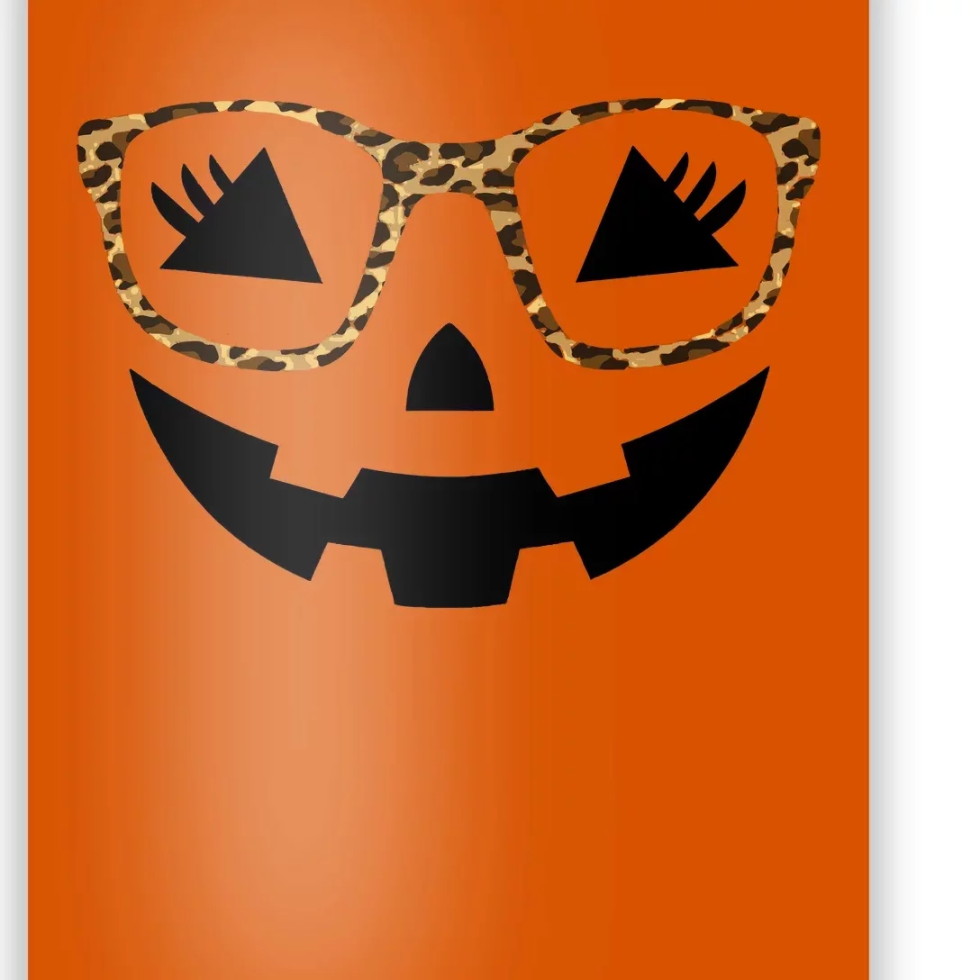 Halloween Pumpkin Face Eyelashes Leopard Glasses Halloween Poster