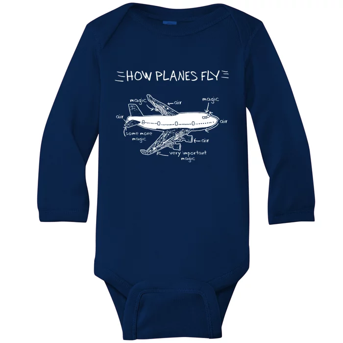 How Planes Fly Aerospace Engineering Aviation Tee Baby Long Sleeve Bodysuit