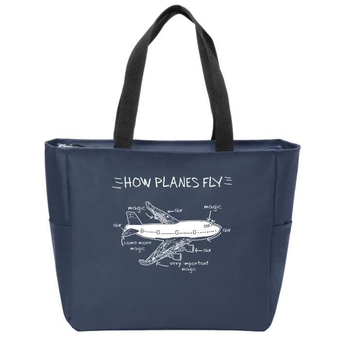 How Planes Fly Aerospace Engineering Aviation Tee Zip Tote Bag