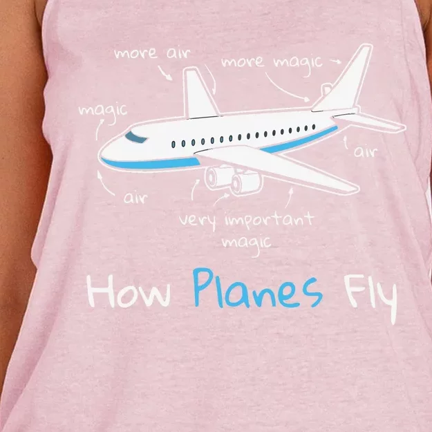 How Planes Fly Aerospace Engineering Design Aviation Gift Women's Knotted Racerback Tank