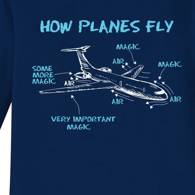 How Planes Fly Funny Aerospace Engineer Engineering Baby Long Sleeve Bodysuit