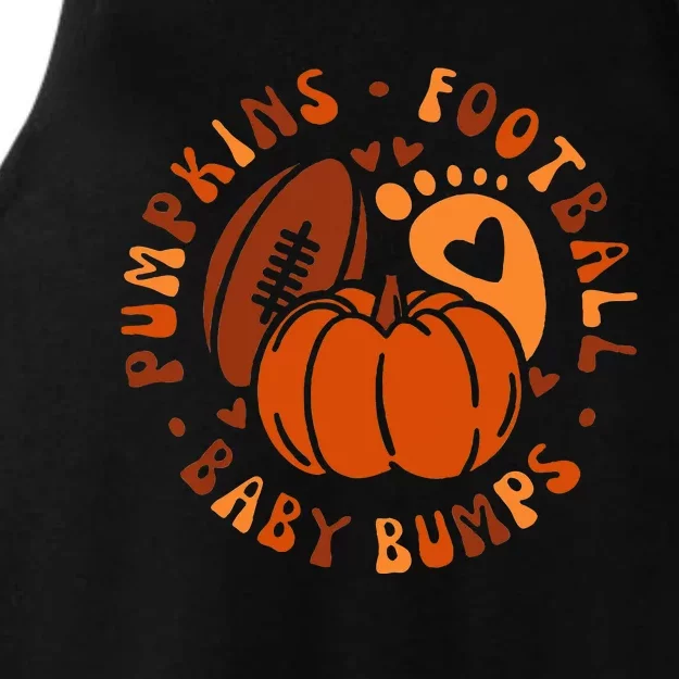 Halloween Pumpkins Football Baby Bump Maternity Announcement Ladies Tri-Blend Wicking Tank