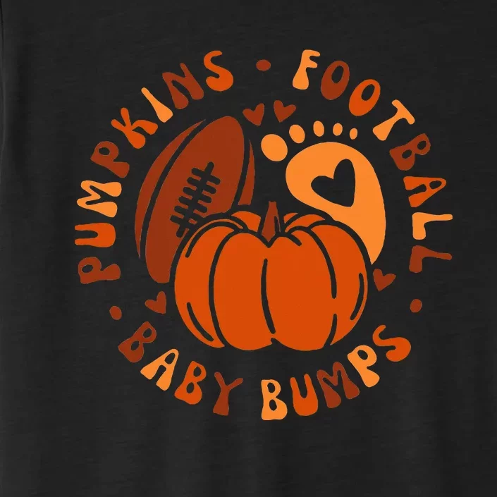 Halloween Pumpkins Football Baby Bump Maternity Announcement ChromaSoft Performance T-Shirt