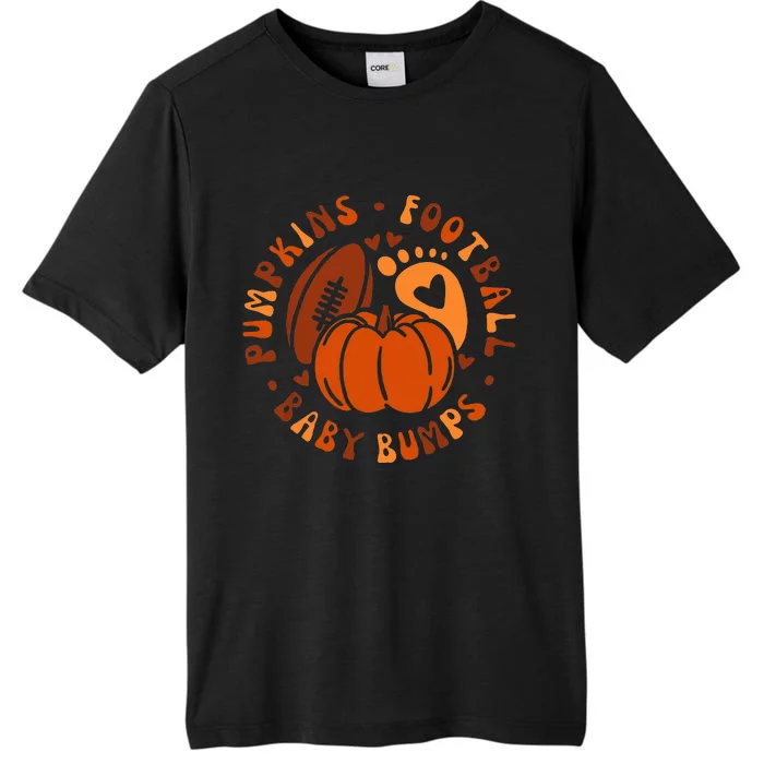 Halloween Pumpkins Football Baby Bump Maternity Announcement ChromaSoft Performance T-Shirt