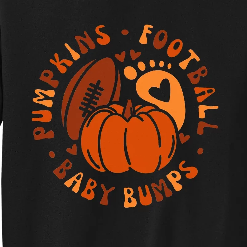 Halloween Pumpkins Football Baby Bump Maternity Announcement Tall Sweatshirt