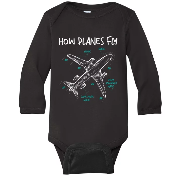 How Planes Fly Aerospace Engineer Aeronautical Engineering Baby Long Sleeve Bodysuit