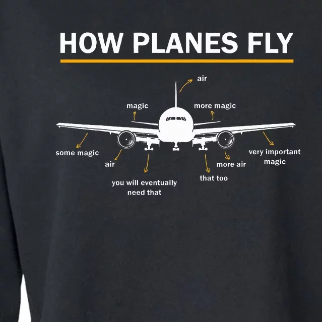 How Planes Fly Diagram Funny Aerospace Engineering Aviation Cropped Pullover Crew