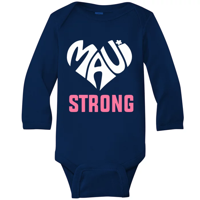 Heart Pray For Maui Hawaii Strong Baby Long Sleeve Bodysuit