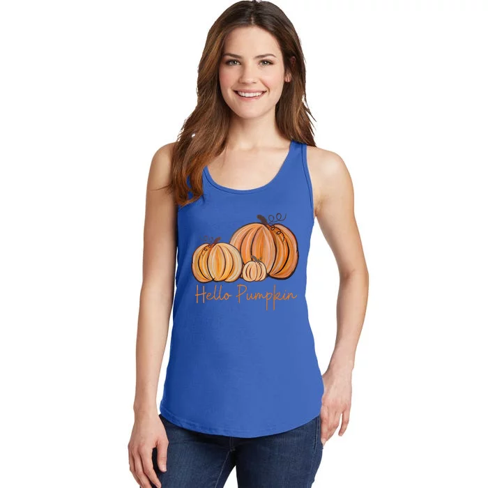 Hello Pumpkin Fall Halloween Graphic Ladies Essential Tank