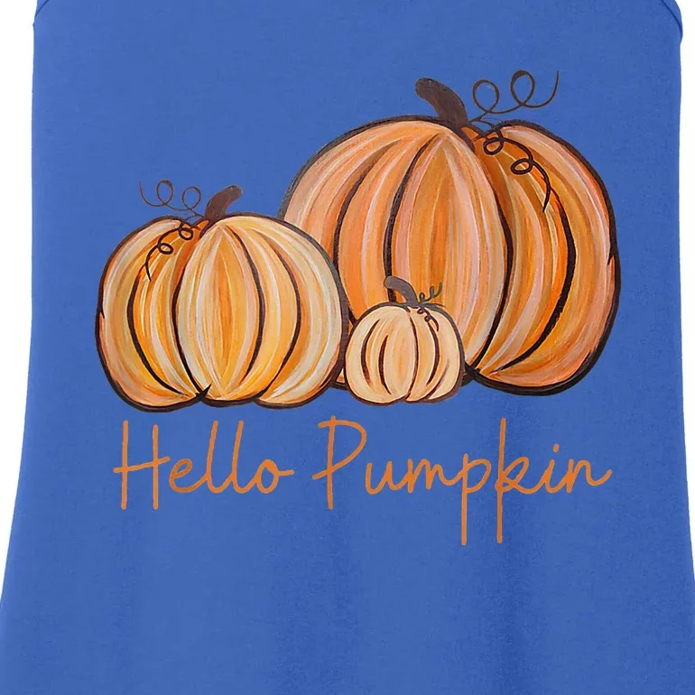 Hello Pumpkin Fall Halloween Graphic Ladies Essential Tank