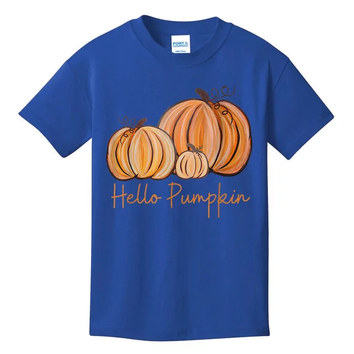 Hello Pumpkin Fall Halloween Graphic Kids T-Shirt