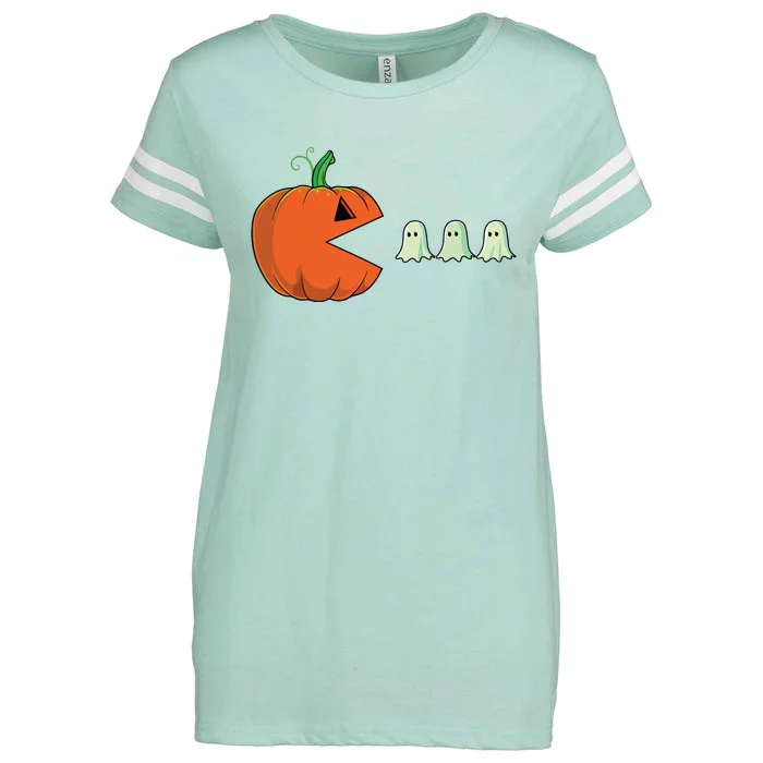 Halloween Pumpkin Funny Ghosts Boy Women Enza Ladies Jersey Football T-Shirt