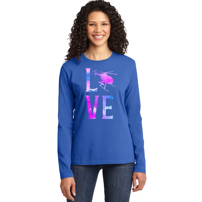 Helicopter Pilot Friend Love Great Gift Ladies Long Sleeve Shirt