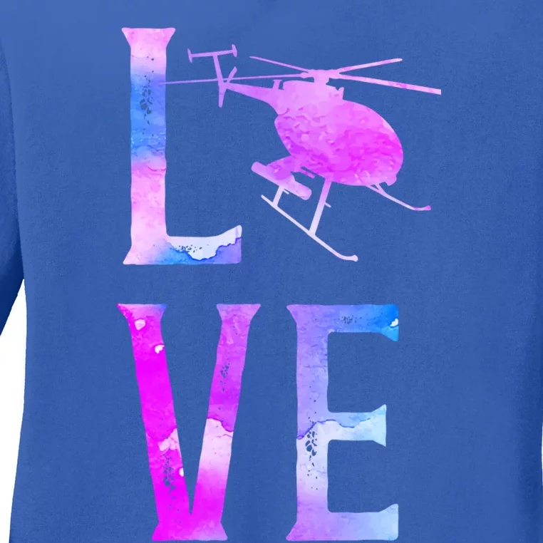 Helicopter Pilot Friend Love Great Gift Ladies Long Sleeve Shirt