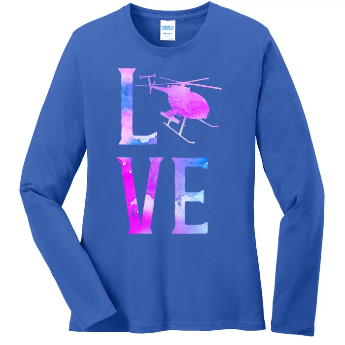 Helicopter Pilot Friend Love Great Gift Ladies Long Sleeve Shirt