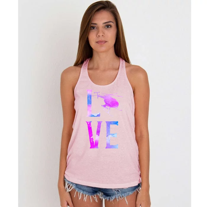 Helicopter Pilot Friend Love Great Gift Women's Knotted Racerback Tank