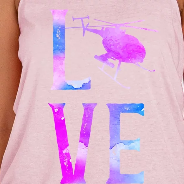 Helicopter Pilot Friend Love Great Gift Women's Knotted Racerback Tank