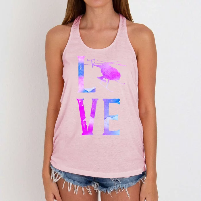 Helicopter Pilot Friend Love Great Gift Women's Knotted Racerback Tank