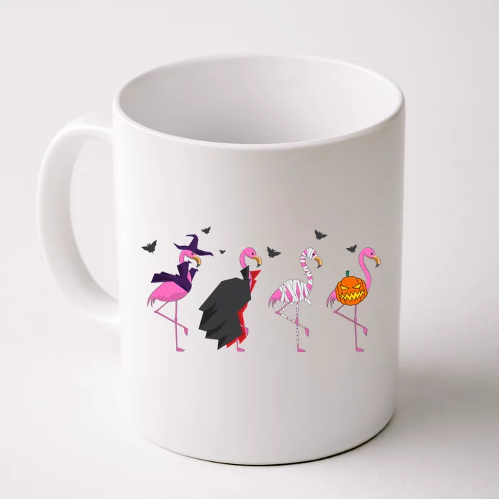 Halloween Pink Flamingo Costume Witch Vampire Mummy Jack Gift Front & Back Coffee Mug