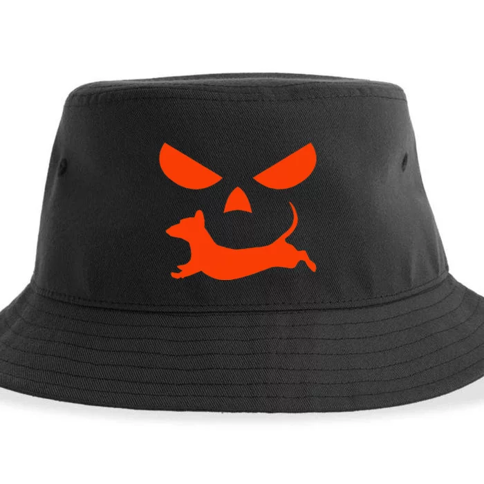 Halloween Pumpkin Face Dachshund Sustainable Bucket Hat