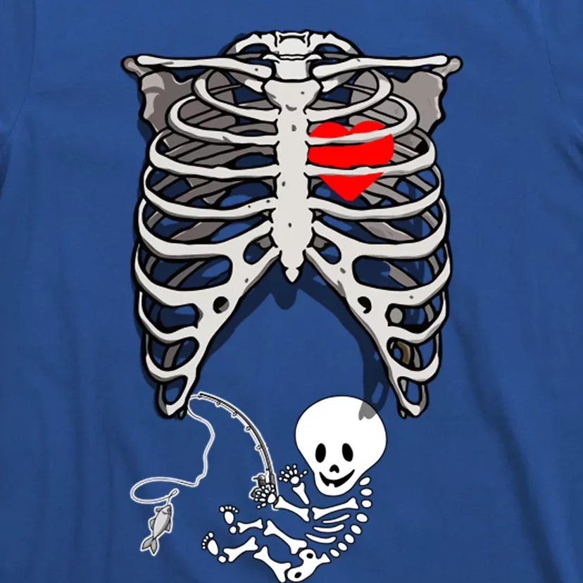 Halloween Pregnancy Fishing Skeleton Dad Mom Costume Cool Gift T-Shirt