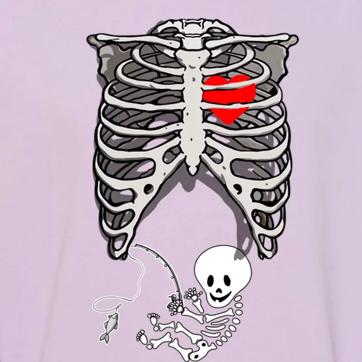 Halloween Pregnancy Fishing Skeleton Dad Mom Costume Cool Gift Garment-Dyed Sweatshirt