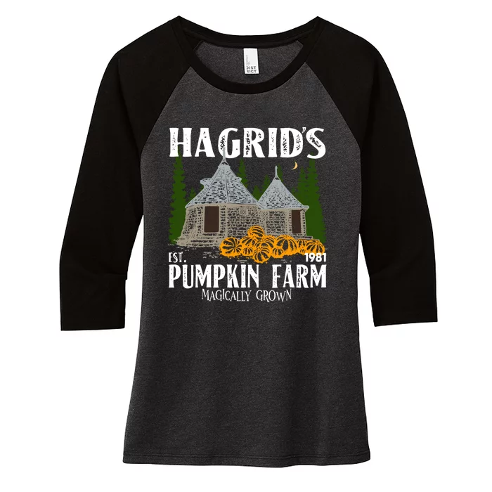 Hagrids Pumpkin Farm Magically Grown Hagrids Pumpkin Farm Thanksgiving Women's Tri-Blend 3/4-Sleeve Raglan Shirt