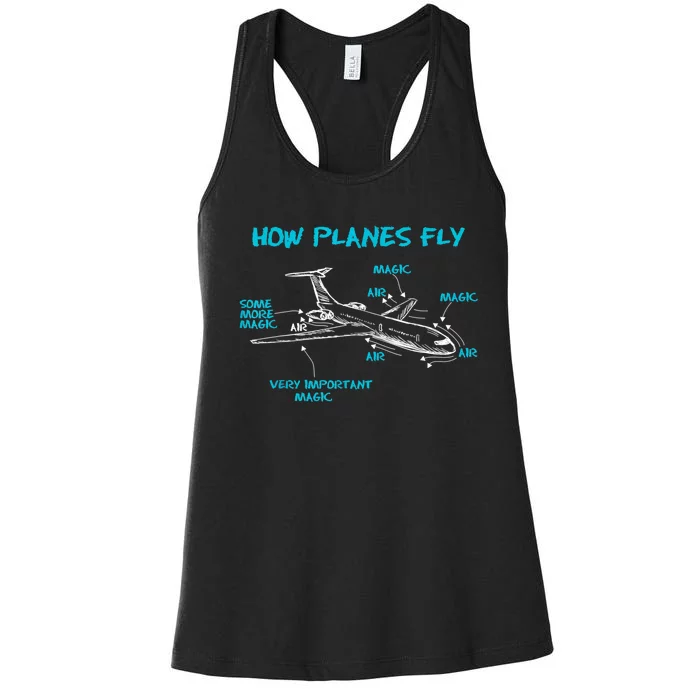 How Planes Fly Funny Aerospace Engineer Engineering Women's Racerback Tank