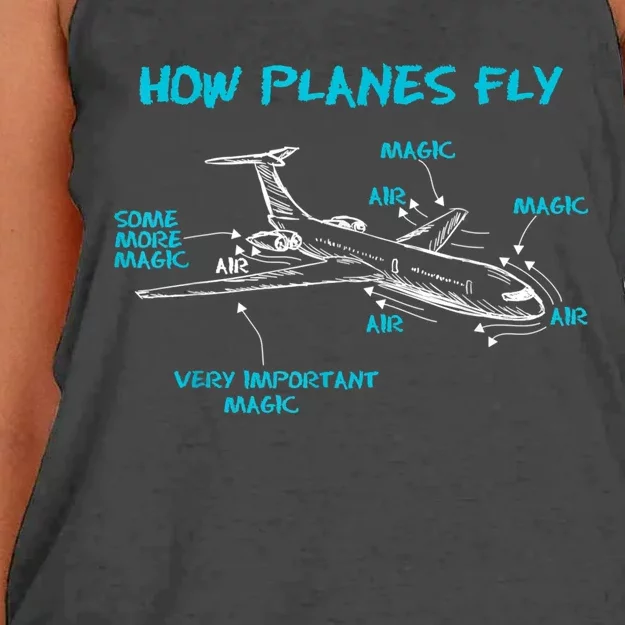 How Planes Fly Funny Aerospace Engineer Engineering Women's Knotted Racerback Tank