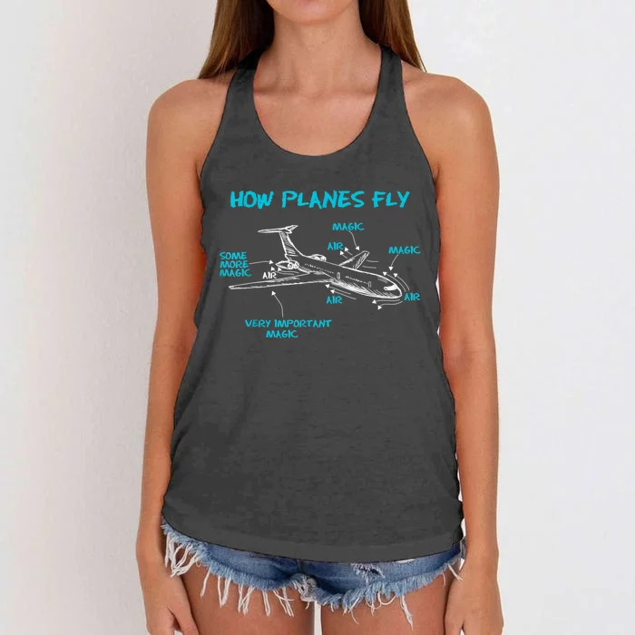 How Planes Fly Funny Aerospace Engineer Engineering Women's Knotted Racerback Tank