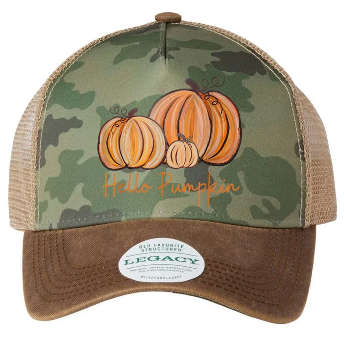 Hello Pumpkin Fall Halloween Graphic Gift Legacy Tie Dye Trucker Hat