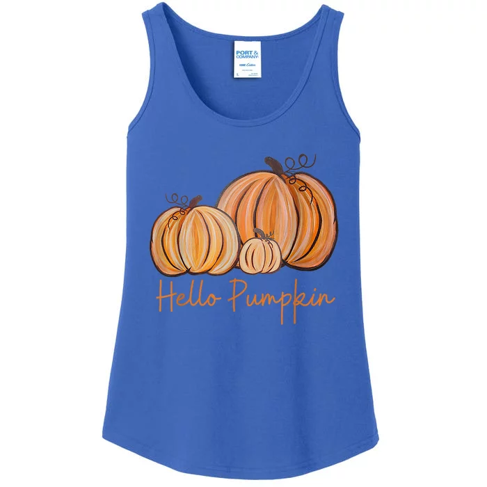 Hello Pumpkin Fall Halloween Graphic Gift Ladies Essential Tank