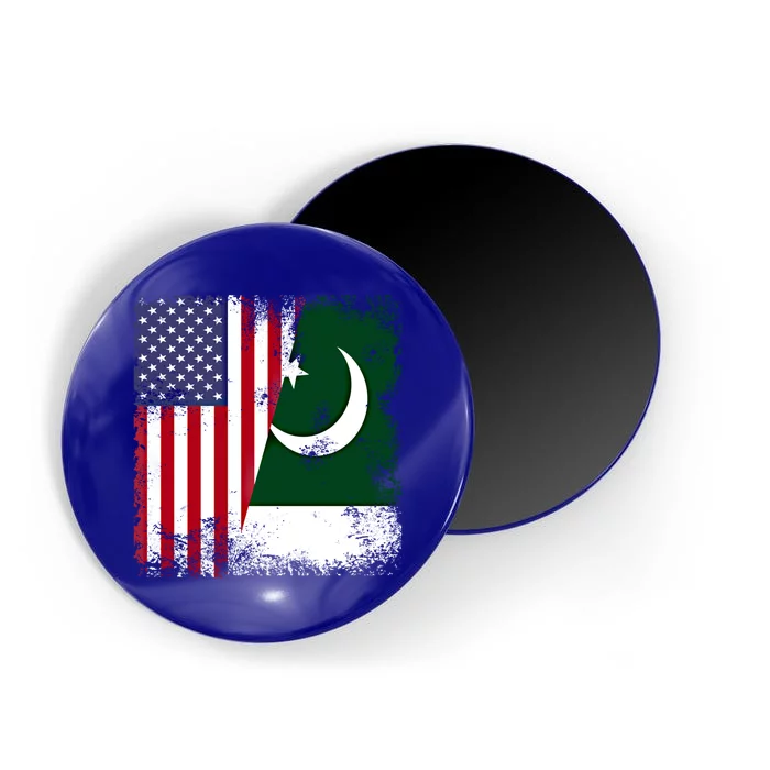 Half Pakistani Flag Vintage Pakistan Usa Gift Magnet