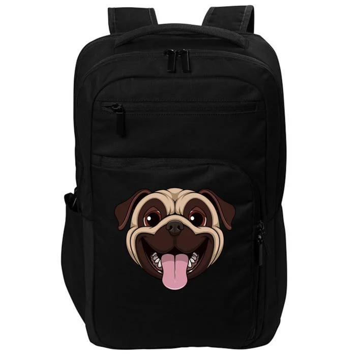 Happy Pug Funny Tongue Impact Tech Backpack