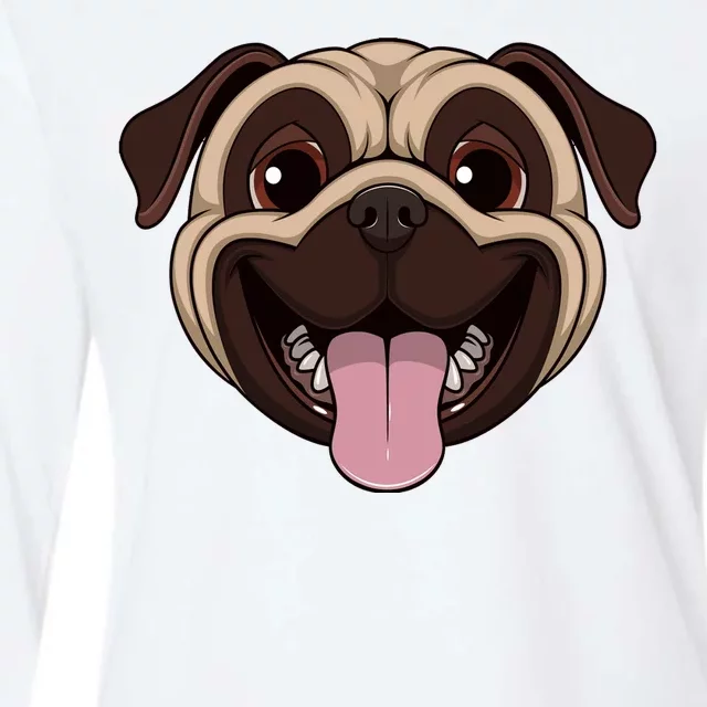 Happy Pug Funny Tongue Womens Cotton Relaxed Long Sleeve T-Shirt