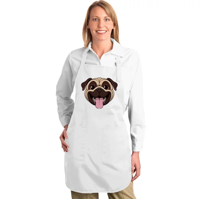 Happy Pug Funny Tongue Full-Length Apron With Pocket