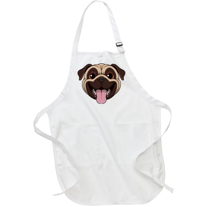 Happy Pug Funny Tongue Full-Length Apron With Pocket