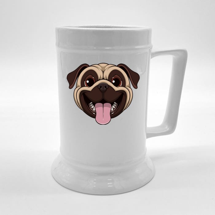 Happy Pug Funny Tongue Front & Back Beer Stein