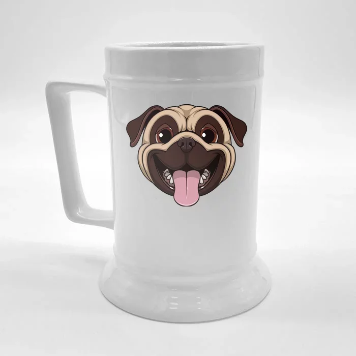 Happy Pug Funny Tongue Front & Back Beer Stein