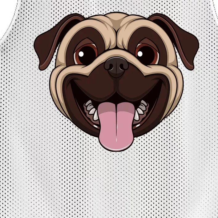 Happy Pug Funny Tongue Mesh Reversible Basketball Jersey Tank