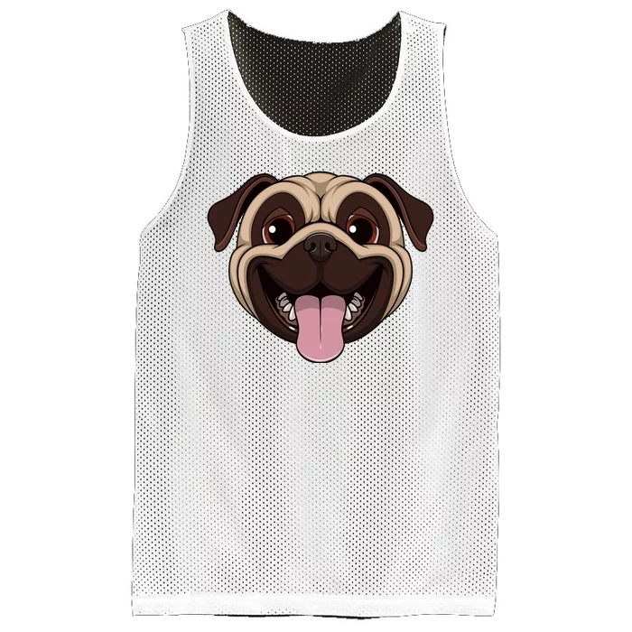 Happy Pug Funny Tongue Mesh Reversible Basketball Jersey Tank