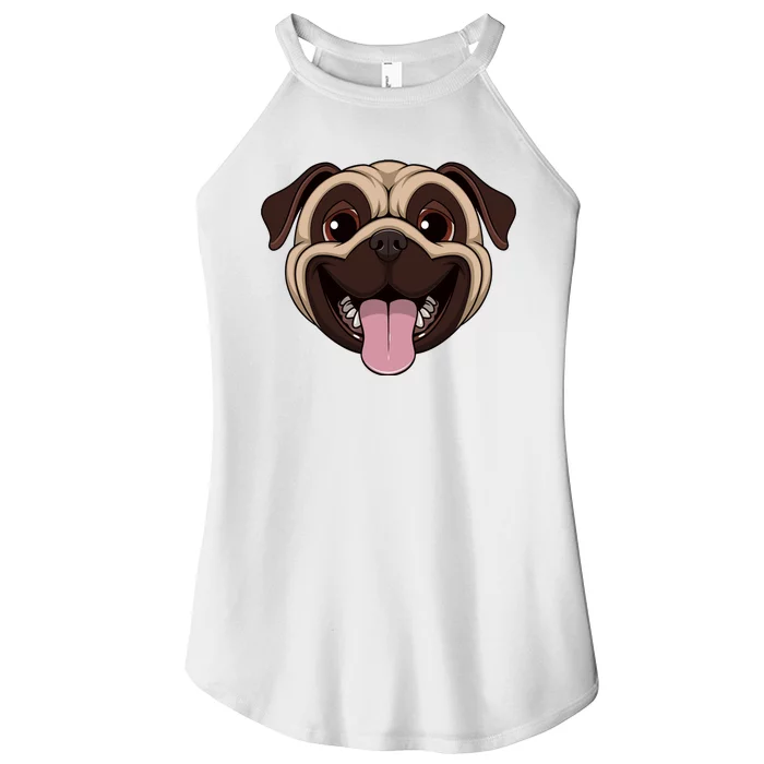 Happy Pug Funny Tongue Women’s Perfect Tri Rocker Tank