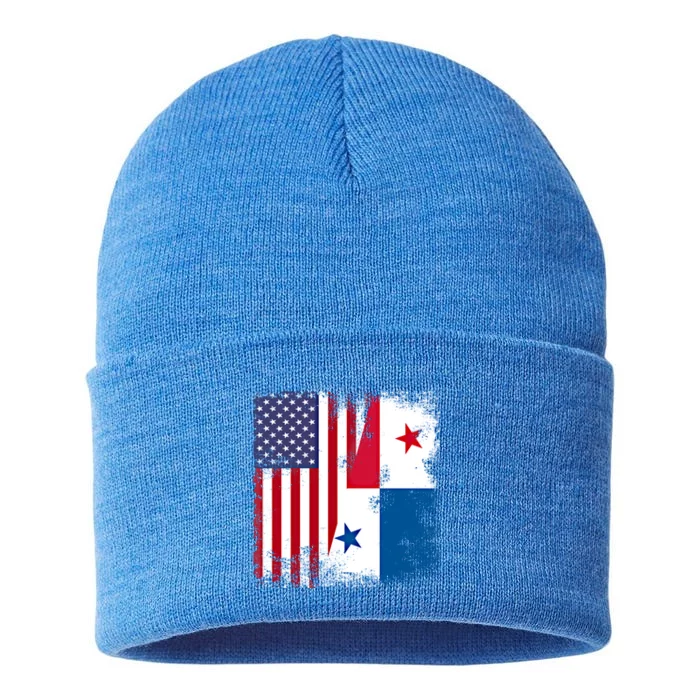 Half Panaian Flag Vintage Panama Usa Gift Sustainable Knit Beanie