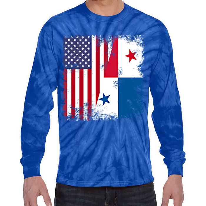 Half Panaian Flag Vintage Panama Usa Gift Tie-Dye Long Sleeve Shirt