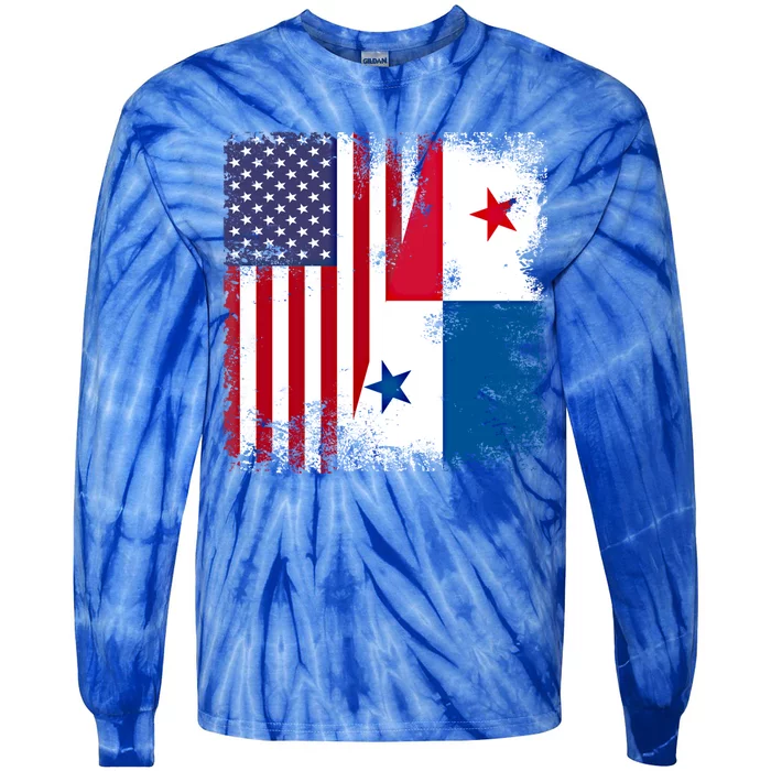 Half Panaian Flag Vintage Panama Usa Gift Tie-Dye Long Sleeve Shirt