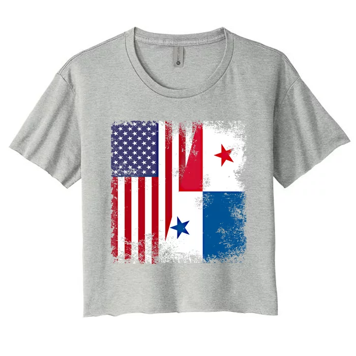 Half Panaian Flag Vintage Panama Usa Gift Women's Crop Top Tee