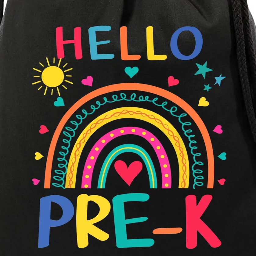 HELLO PRE-K First Day Of School Outfit Girl Drawstring Bag